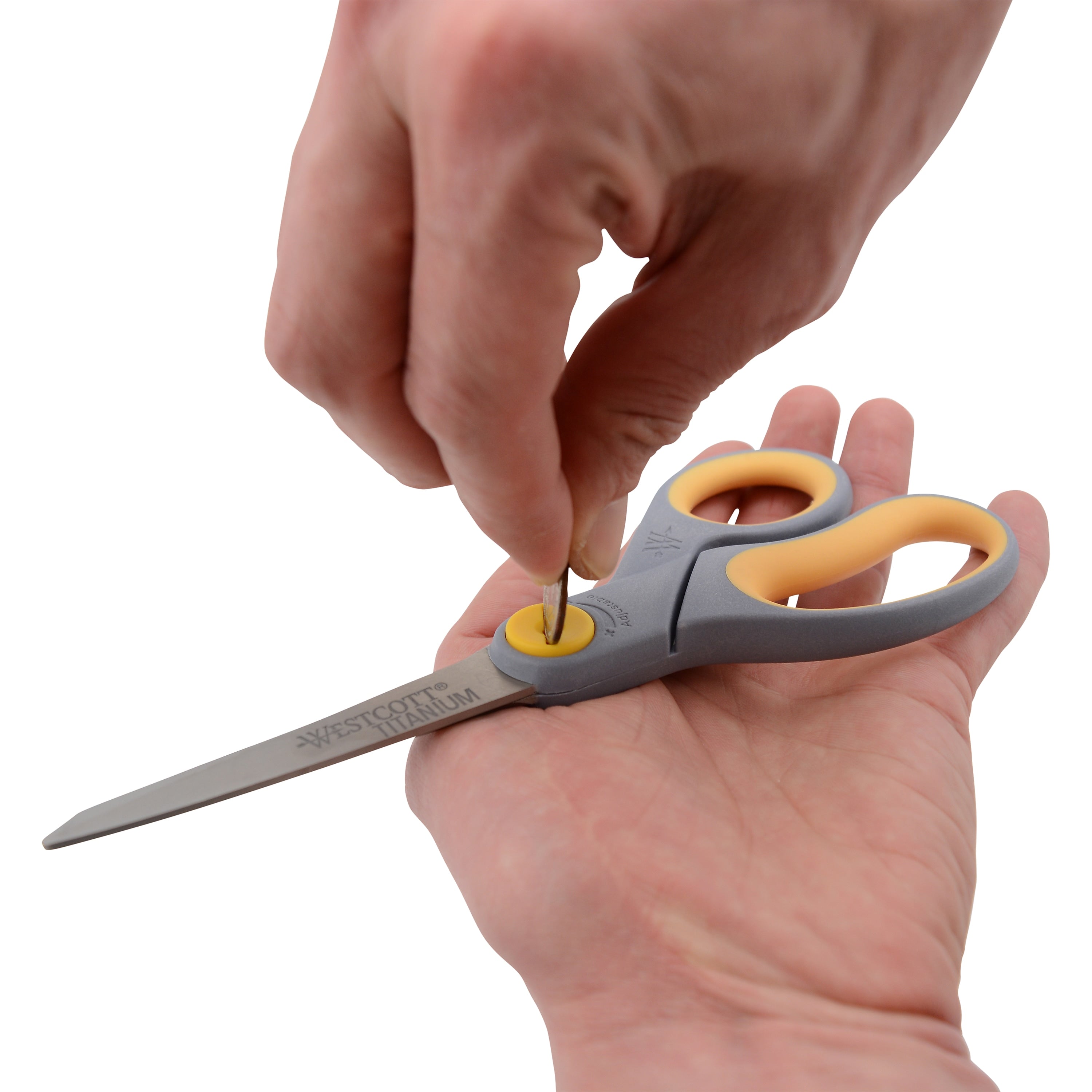 Westcott Titanium Bonded 8" Titanium Heavy Duty General Purpose Scissor, Pointed Tip, Gray/Yellow, 2/Pack (13901)