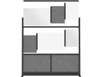 Luxor Workflow Series 6-Panel Freestanding Modular Room Divider System Starter Wall with Whiteboard, 70"H x 53"W, Black/Gray