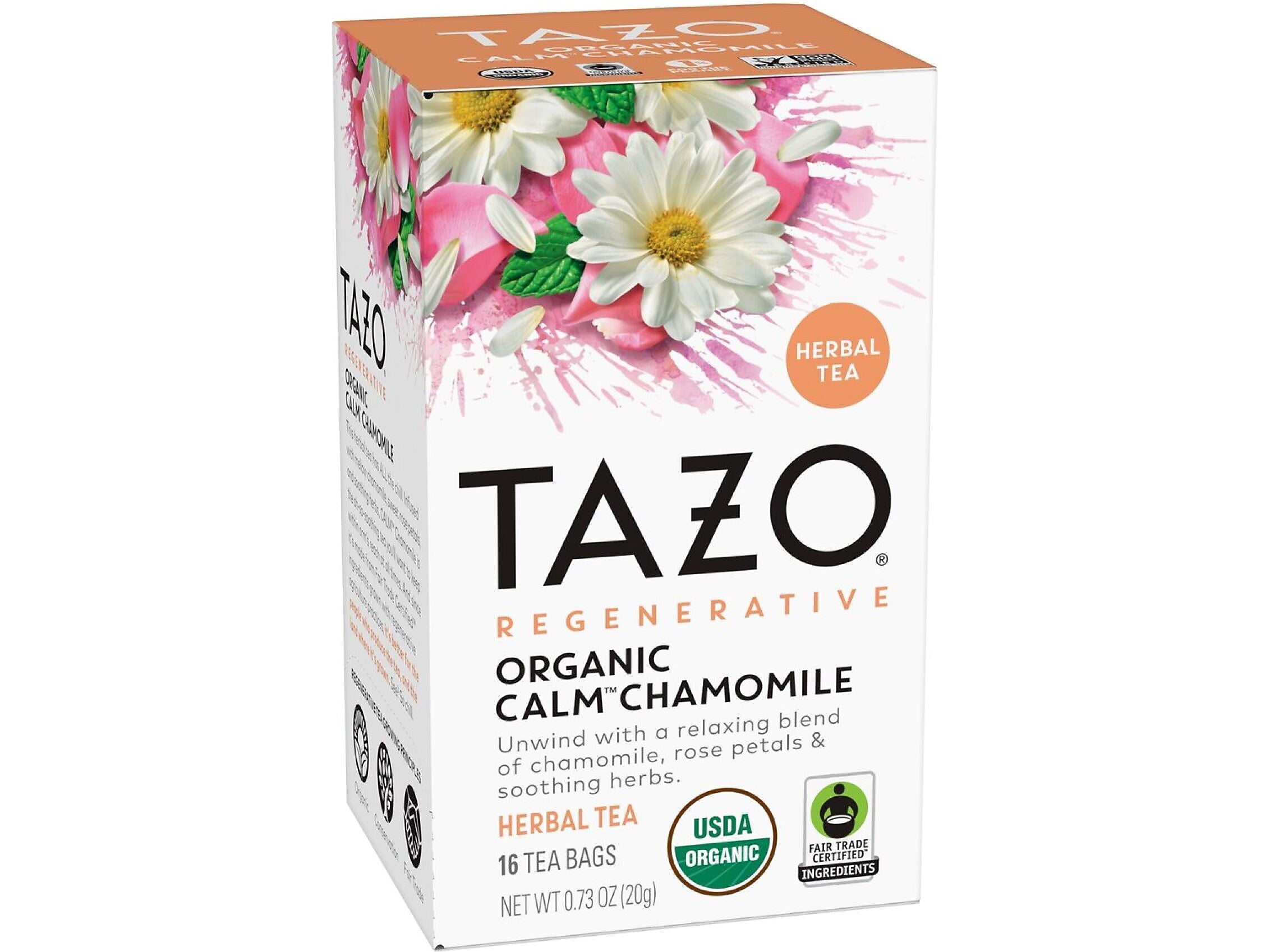 Tazo Calm Decaf Chamomile Herbal Tea, Tea Bag, 0.73 Oz., 16/Box (10794522003546)