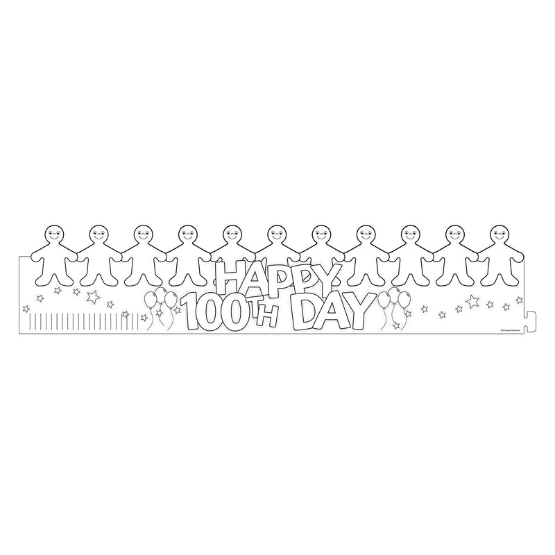 Hygloss Happy 100th Day Paper Crowns, 5" x  25", White, 24/Pack, 2 Packs/Bundle (HYG65266-2)