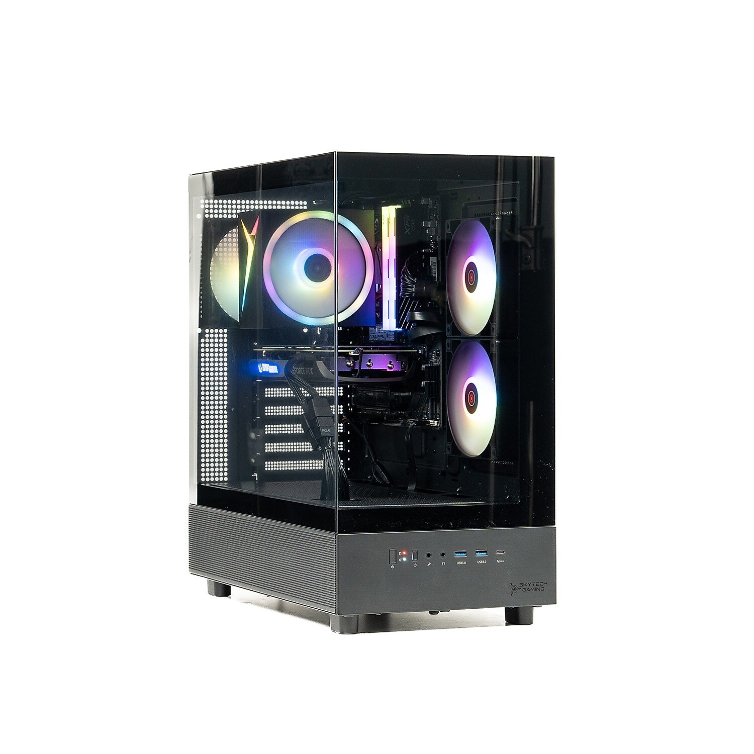 Skyetch Azure 3 Gaming Desktop Computer, NVIDIA Geforce RTX3050, AMD Ryzen 5 5500, 16GB RAM, 1TB SSD, Windows 11, Black