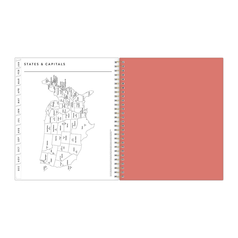 2026 Blue Sky Bespoke Letterpress Pomegranate Blush 8" x 10" Calendar Year Monthly Planner, Faux Leather Cover (156221)
