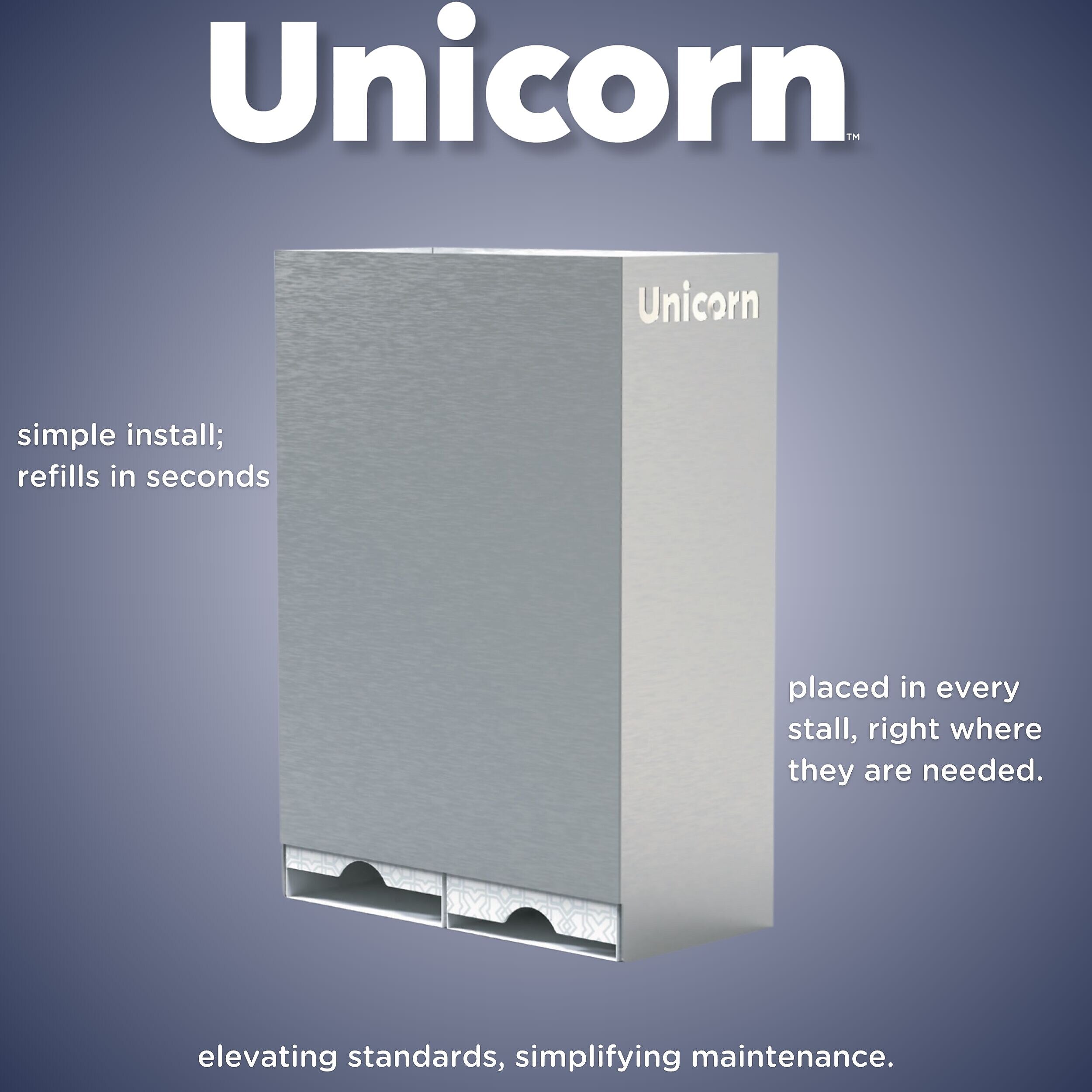 UNICORN Stainless Steel Wall Mounted Tampon & Pad Dispenser