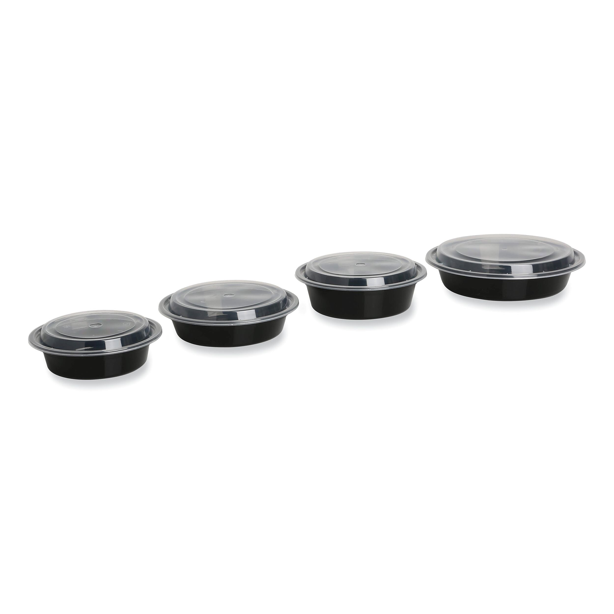 GEN Food Container with Lid, 48 oz, 8.85 x 8.85 x 2.24, Black/Clear, Plastic, 150/Carton