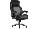 Sharper Image S-600 Active Lumbar Heated Ergonomic Bonded Leather Swivel Executive Massage Chair, Black (60098-BLK)