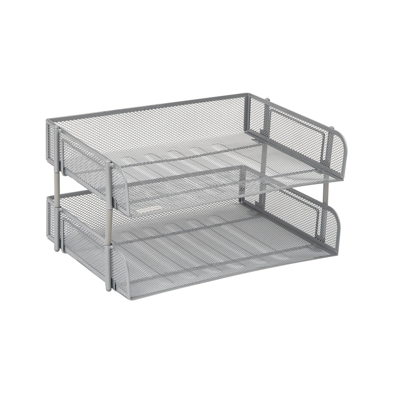 Mind Reader Metal Side Loading Stackable Letter Tray, Letter Size, Silver (ESTACK2-SIL)