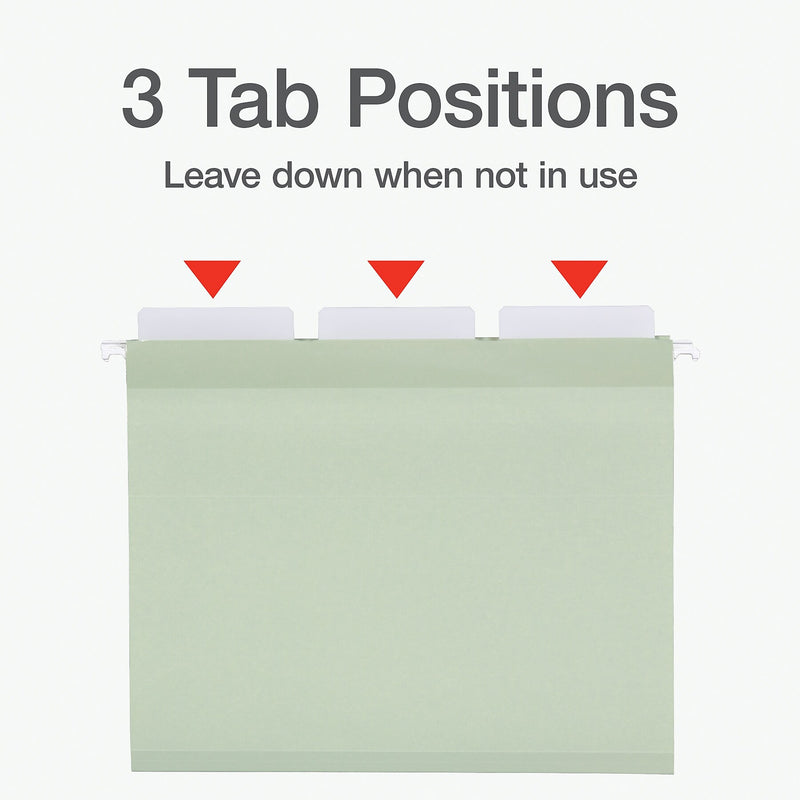 Pendaflex Reinforced Hanging File Folder, 3-Tab, Letter, Sage green, 20/Box (1009463)