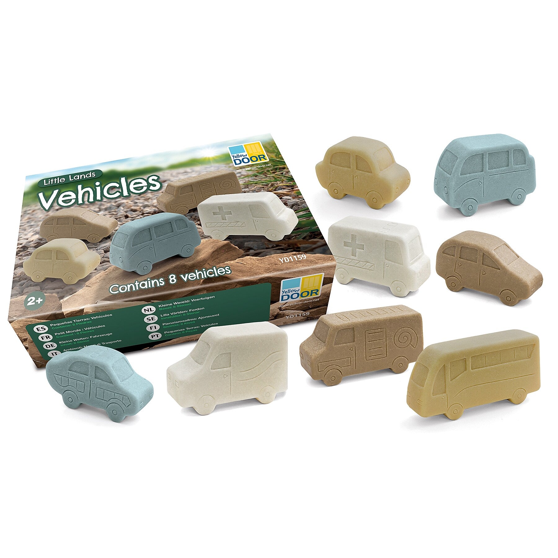 Yellow Door Little Lands Vehicles, Assorted Colors, 8/Pack (YUS1159)