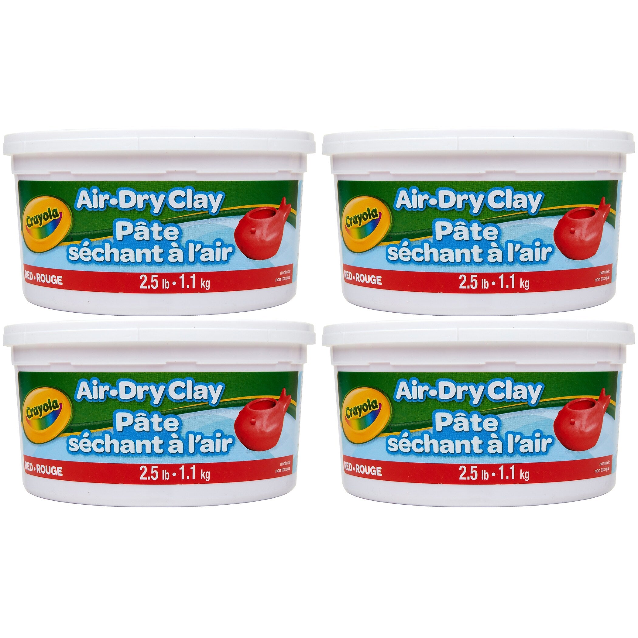 Crayola Air Dry Clay, Red, 4/Bundle (BIN575138-4)