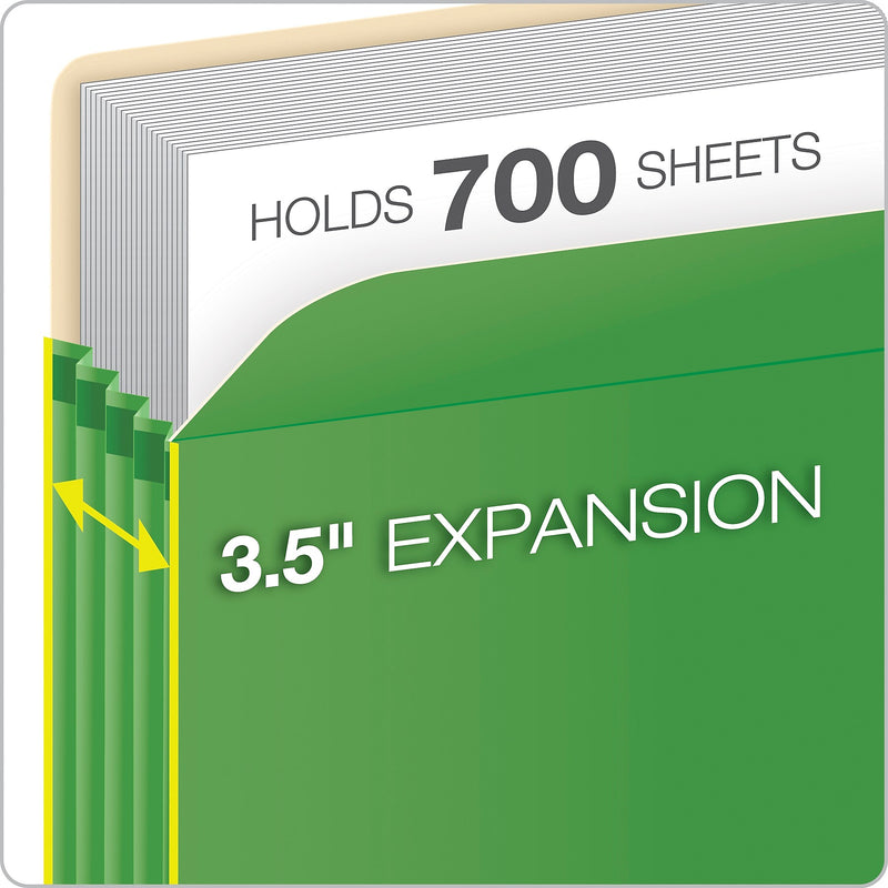 Pendaflex Color File Pocket, 3.5" Expansion, Letter Size, Green (1524E GRE)