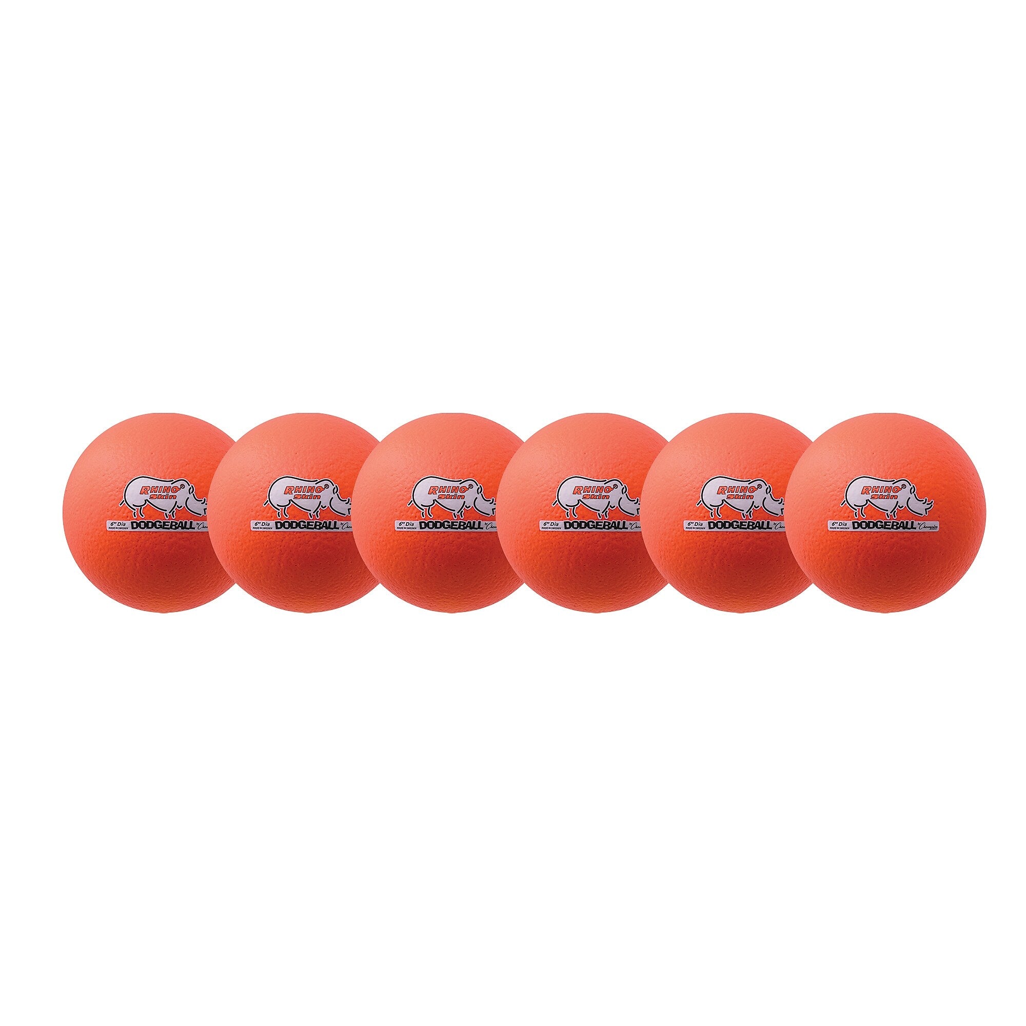 Champion Sports Rhino Skin 6" Foam Dodgeball Set, Orange, 6/Set (CHSRXD6NOSET)
