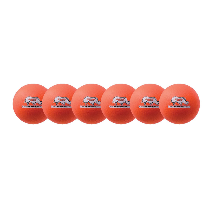 Champion Sports Rhino Skin 6" Foam Dodgeball Set, Orange, 6/Set (CHSRXD6NOSET)