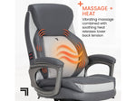 Sharper Image S-600 Active Lumbar Heated Ergonomic Bonded Leather Swivel Executive Massage Chair, Gray (60098-GRY)