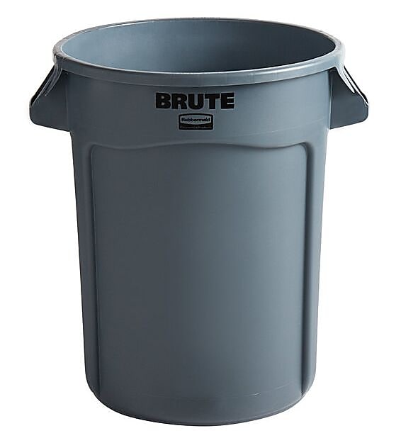 Rubbermaid Vented Round Brute Container, 32 gal, Plastic, Gray (FG263200GRAY)