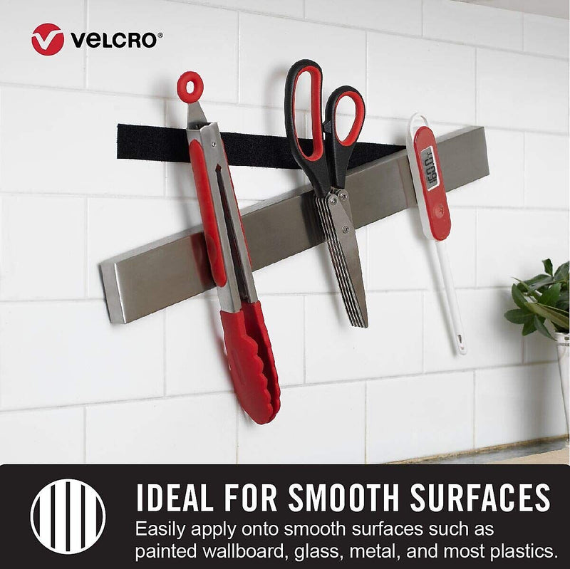 Velcro Industrial Strength Low Profile 10" x 1" Hook & Loop Fastener Strips, Black (91100)