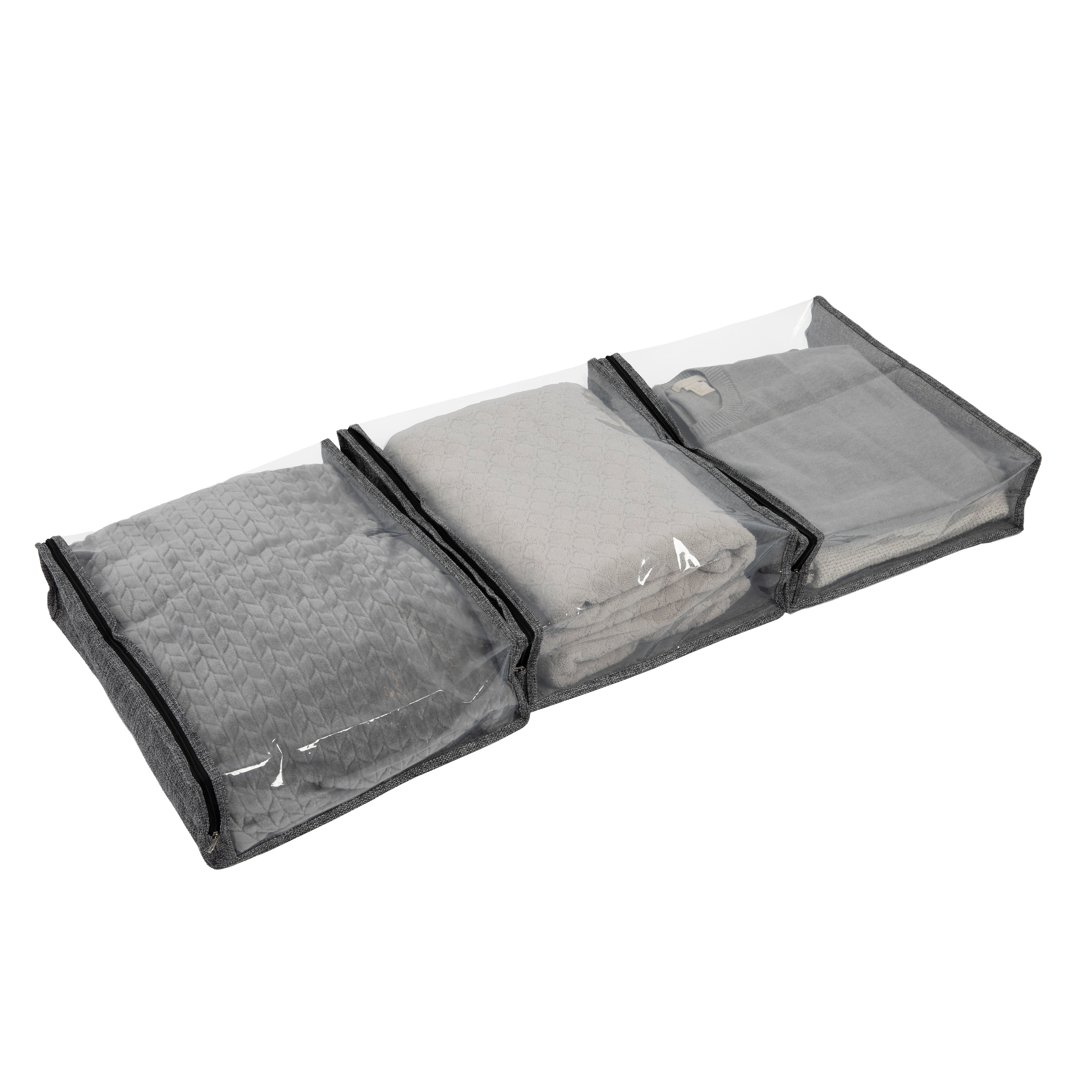 Household Essentials Under Bed Storage Bags, Gray, 3/Set (HE1044)