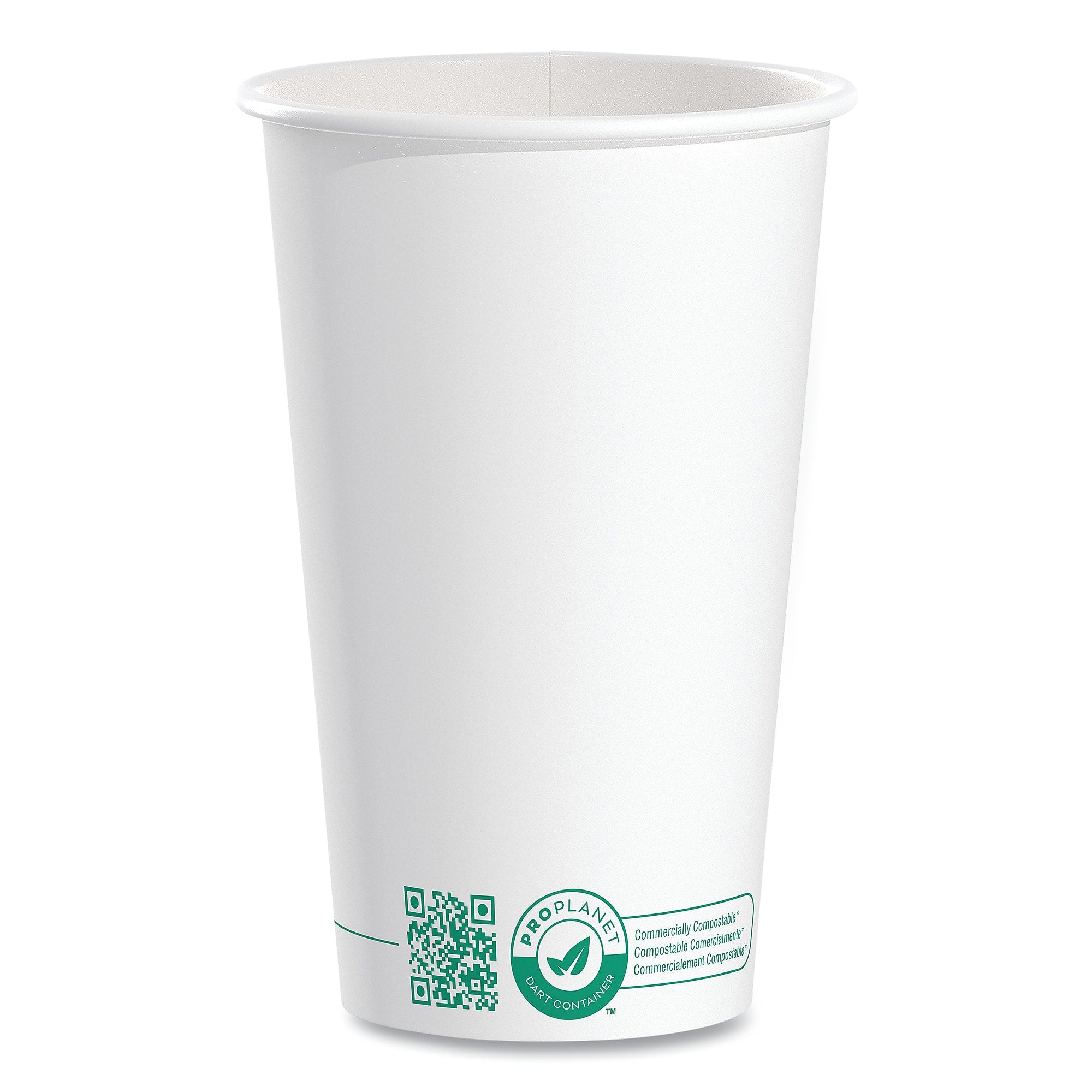 SOLO Compostable Paper Hot Cups, ProPlanet Seal, 16 oz, White/Green, 1,000/Carton