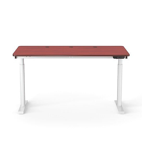 VersaDesk PowerLift 60"W Electric Rectangular Adjustable Standing Desk, Cherry/White (PLSDR6030-WC-APP )