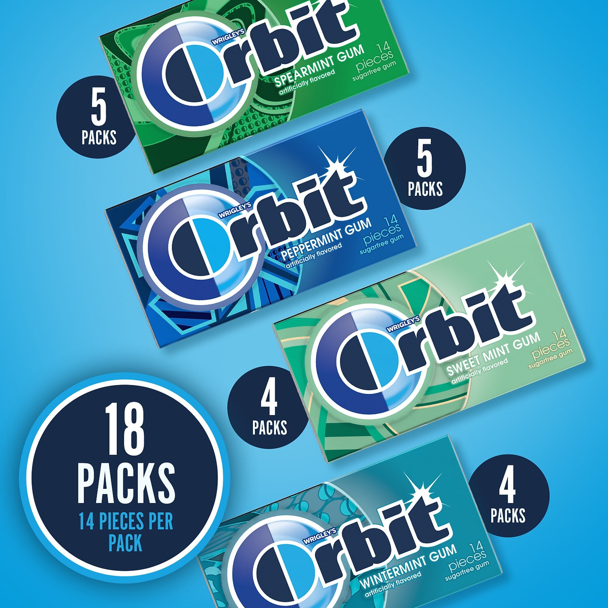 Orbit Variety Box Sugar Free Gum, Back To School, 12.8 oz., 18/Pack
