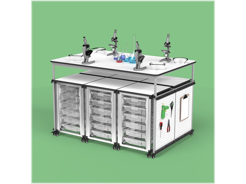 Luxor 32"-38"H Adjustable Standing Modular Makerspace and Science Lab Table, White (DTTB001)
