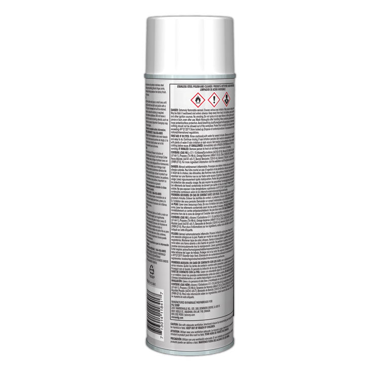 Stainless Steel Polish and Cleaner, Lemon Scent, 15 oz Aerosol Spray