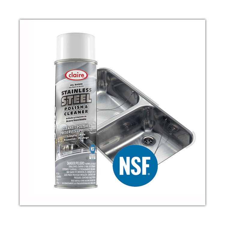 Stainless Steel Polish and Cleaner, Lemon Scent, 15 oz Aerosol Spray