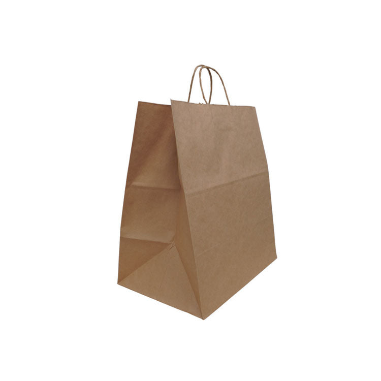 Take Out Twist Handle Bag, Rope Handles, 12" x 9" x 15.75", Kraft, 200/Carton