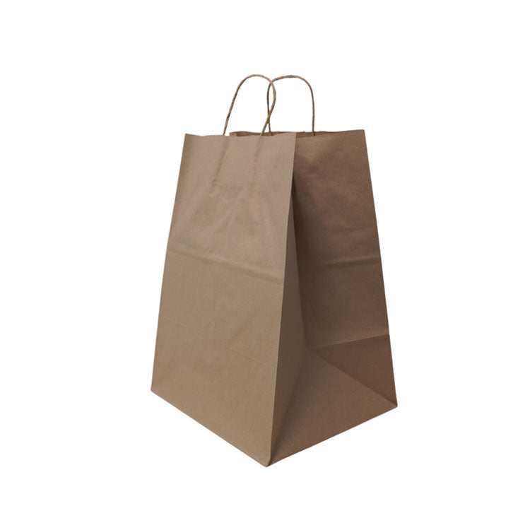Take Out Twist Handle Bag, Rope Handles, 12" x 9" x 15.75", Kraft, 200/Carton