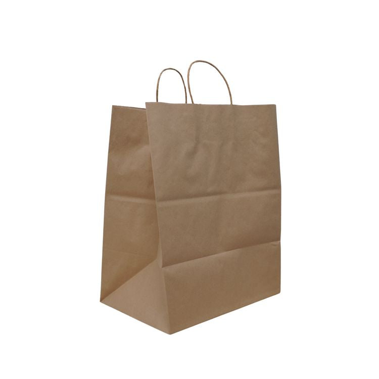 Emporium Twist Handle Bag, Rope Handles, 14" x 9.84" x 15.5", Kraft, 200/Carton