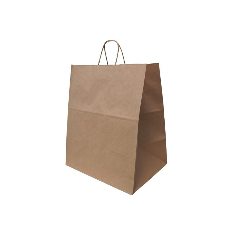 Emporium Twist Handle Bag, Rope Handles, 14" x 9.84" x 15.5", Kraft, 200/Carton