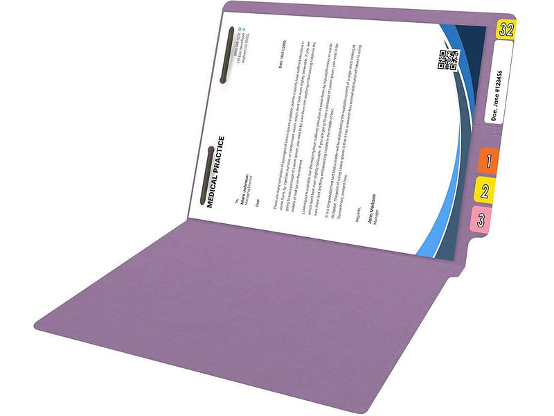 Medical Arts Press Reinforced End Tab File Folder, Straight Cut, Letter-Size, Lavender, 50/Box (S-01601-LAV)