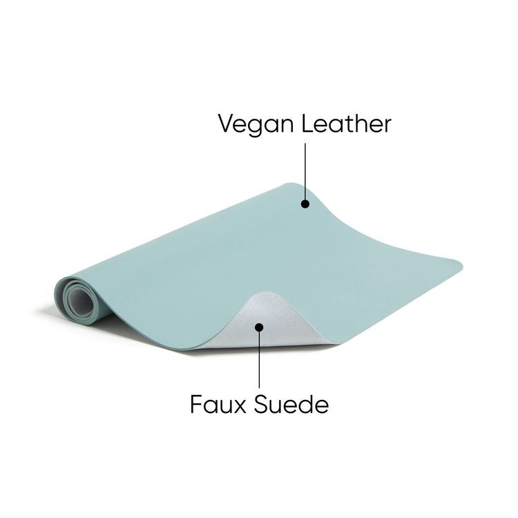 Vegan Leather Desk Pads, 36" x 17", Light Blue