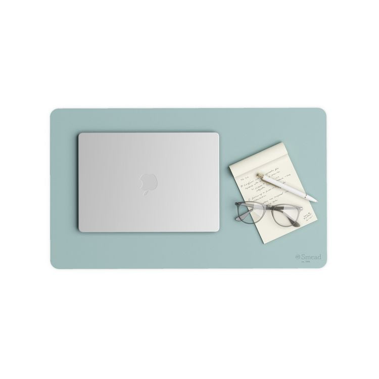 Vegan Leather Desk Pads, 23.6" x 13.7", Light Blue