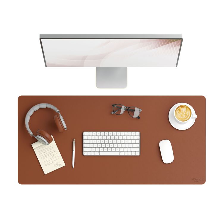 Vegan Leather Desk Pads, 36" x 17", Brown