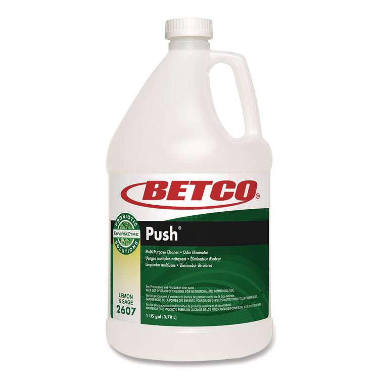 Green Earth Push Enzyme Multipurpose Cleaner, Lemon and Sage Scent, 1 gal Bottle, 4/Carton