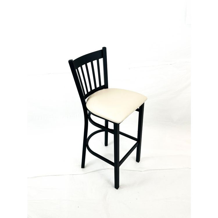 Cobra Series Barstool, Supports Up to 300 lbs, 28.5" Seat Height, Cream Seat, Black Back, Black Base