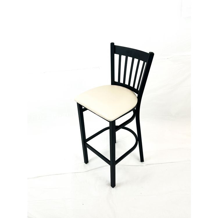 Cobra Series Barstool, Supports Up to 300 lbs, 28.5" Seat Height, Cream Seat, Black Back, Black Base