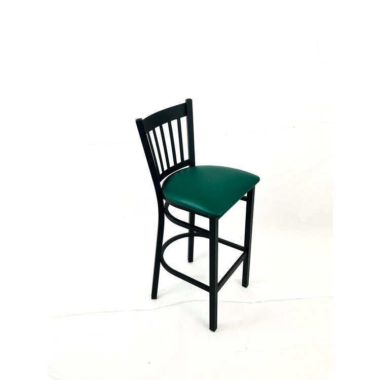 Cobra Series Barstool, Supports Up to 300 lbs, 28.5" Seat Height, Green Seat, Black Back, Black Base