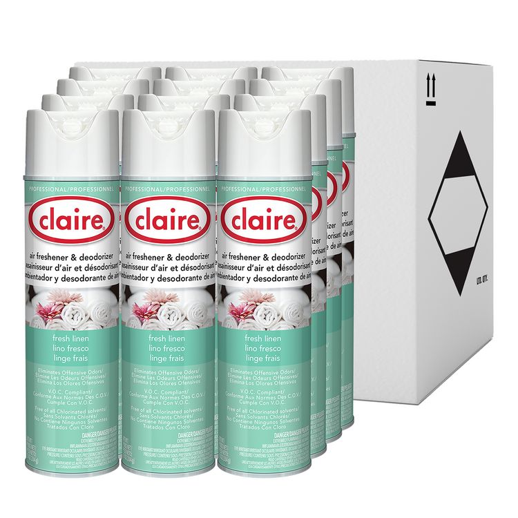 Aerosol Air Freshener and Deodorizer, Fresh Linen, 10 oz Aerosol Spray, 12 Cans