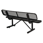 Expanded Steel Bench With Back, 72" x 24" x 33", Black Seat/Back, Black Base