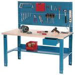 Complete Industrial Workbench, 800 lbs, 60 x 30 x 57.5 to 62.5, Blue