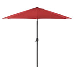 Outdoor Umbrella with Tilt Mechanism, 102" Span, 94" Long, Red Canopy, Black Handle