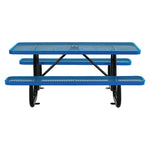 Expanded Steel Picnic Table, Rectangular, 72 x 62 x 29.5, Blue Top, Blue Base/Legs