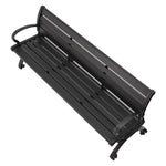 Aluminum Bench with Back, 73" x 22.75" x 30.75", Black Seat/Back, Black Base