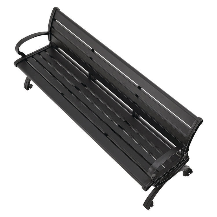 Aluminum Bench with Back, 73" x 22.75" x 30.75", Black Seat/Back, Black Base
