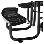 Perforated Steel Picnic Table, Round, 46" Dia x 29.5"h, Black Top, Black Base/Legs