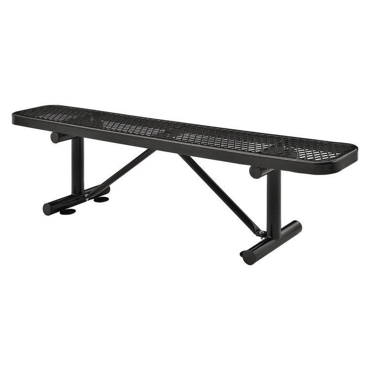 Expanded Steel Flat Bench, 72" x 14.5" x 18", Black Seat, Black Base