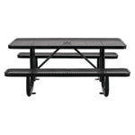Expanded Steel Picnic Table, Rectangular, 72 x 62 x 29.5, Black Top, Black Base/Legs