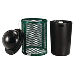 Outdoor Diamond Steel Trash Can, 36 gal, Dome Lid, Green