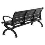 Aluminum Bench with Back, 73" x 22.75" x 30.75", Black Seat/Back, Black Base